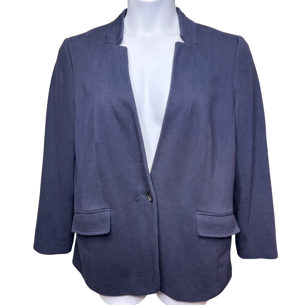 TALBOTS Womens Navy Blue One Button Blazer 16 Academia Preppy Office Versatile